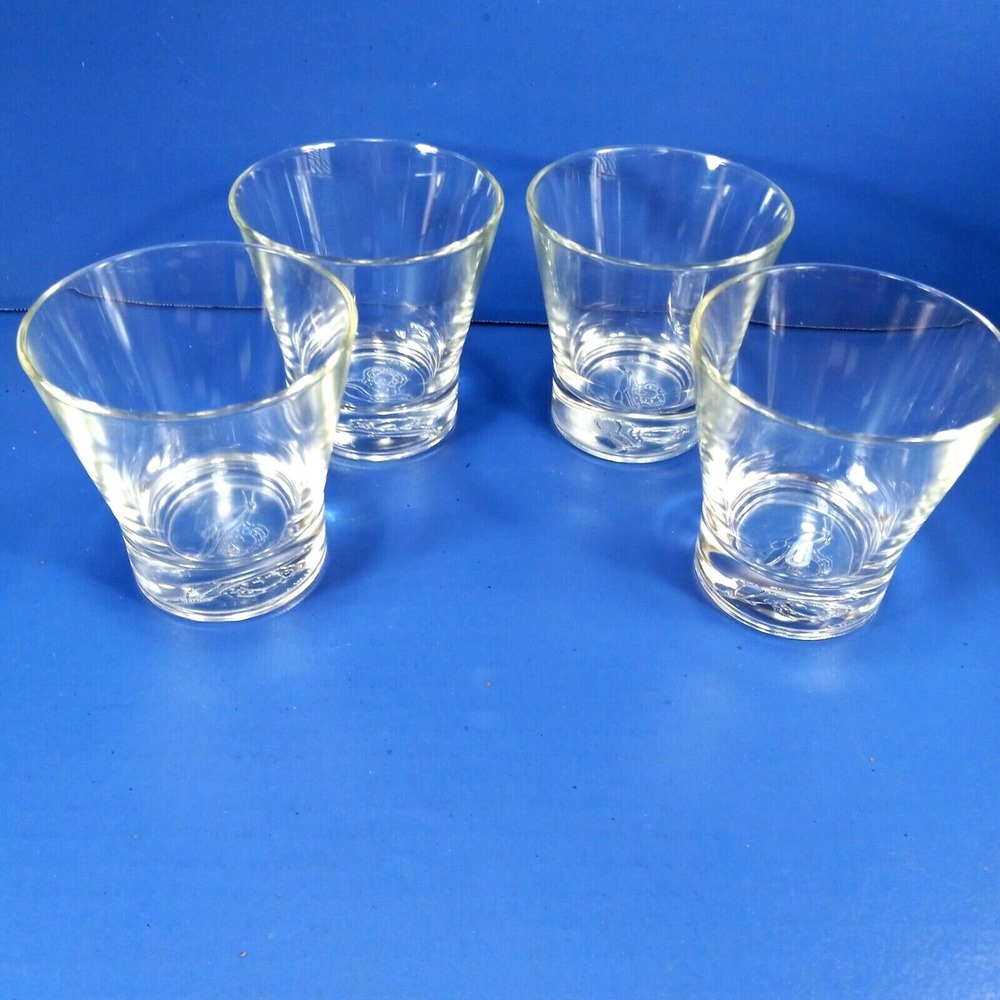 Crown Royal Bar Glasses Heavy Embossed Base Italy Qty 4